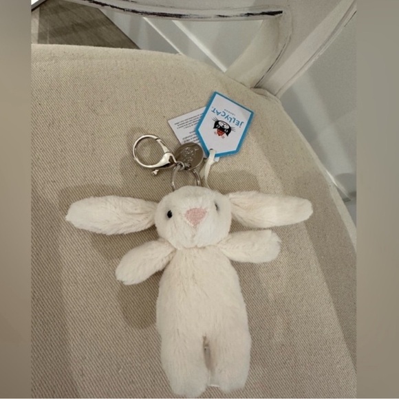 NWT Retired RARE mini bashful bunny keychain Authentic Cream - Picture 7 of 10
